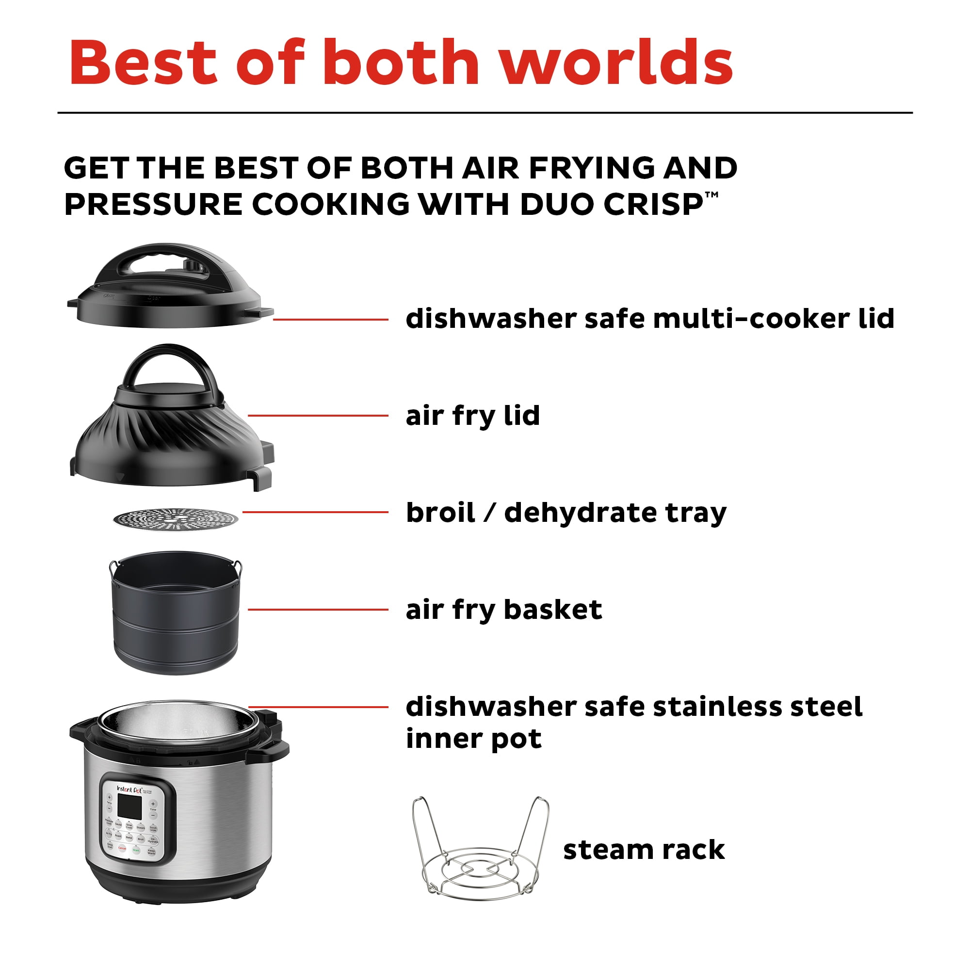 Instant Pot Duo Crisp 11-in-1 Air Fryer and Electric Pressure Cooker Combo  with Multicooker Lids that Air Fries, Steams, Slow Cooks, Sautés,  Dehydrates and More, Free App With 1900 Recipes, 8 Quart 