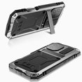 thumbnail image 4 of Fun-Casery Full Body Rugged Case for iPhone 16 Plus, Built in Tempered Glass Screen Protector Magnetic Military Heavy Duty Kickstand Shockproof Dustproof Case with Lanyard,Silver, 4 of 9