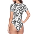 thumbnail image 4 of Daiia Hand Drawn Snake print Women's Crew Neck Short Sleeve Bodysuit Fashion Tops Fit Casual Basic Extender Bodysuit-X-Large, 4 of 9