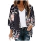thumbnail image 2 of ICHUANYI Clearance Women's Floral Print Puff Sleeve Kimono Cardigan Loose Chiffon Cover Up Casual Blouse Tops(Black, XXL) ICHUANYI WER2023080706090, 2 of 8