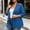 Blue-12, variant on Nugftut Plus Size Blazers for Women 3/4 Sleeve Business Casual Blazer with Padded Shoulder Straps and Lining Work Office Suit