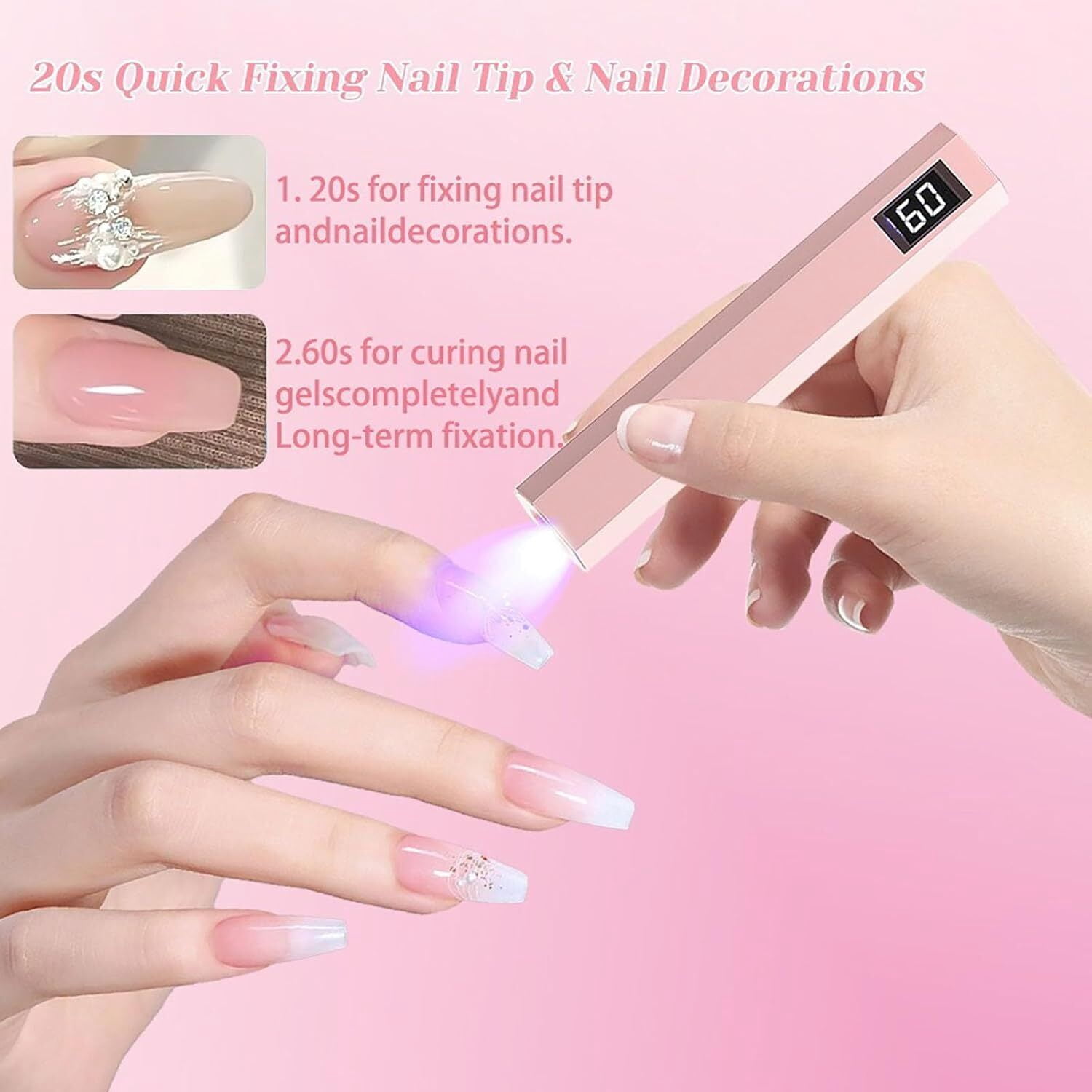 Glonailstickers Finger Nails Uv Light, Glo Nail Stickers Kit with Uv Light