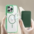 thumbnail image 3 of For iPhone 14 Pro Max Magnetic Clear Wallet Phone Case,Magnetic Detachable Card Holder,Compatible with Mag-Safe,Military-Grade Protection,Shockproof Transparent Thin Fit Phone Case,Green, 3 of 8