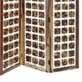 thumbnail image 3 of Benzara  Wooden 3 Panel Room Divider with Interconnected Square Blocks, Brown, 3 of 5