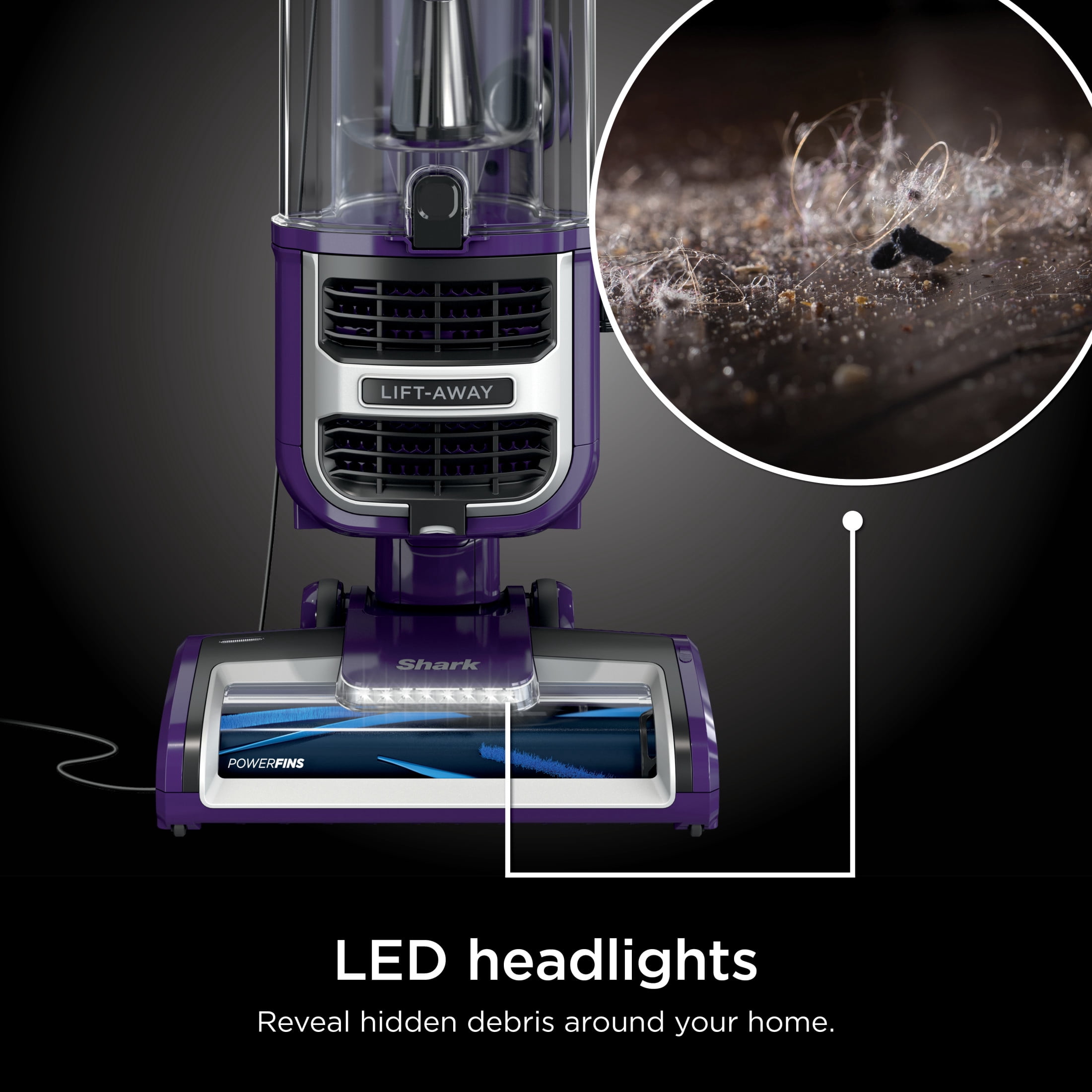 Shark Lift-Away Upright Vacuum, with Powerfins and Self-Cleaning Brushroll, Eggplant ZD201