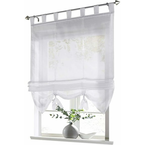 Roman Shade Loop Curtains Kitchen Roman Shades Sheer Blind Loop Curtains Modern Voile White WxH 80x155cm 1 pc