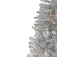 thumbnail image 3 of Northlight 6.5' Prelit Artificial Christmas Tree Silver Metallic Tinsel - Clear Lights, 3 of 5