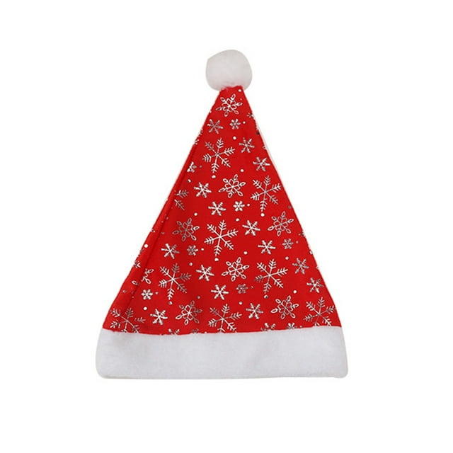 Sombrero de Navidad Gorras de Navidad Decoración de fiesta Sombreros Amigables con la piel Lindos Sombreros de Papá Noel Tocado clásico para Kits de decoración para fiestas Flor de nieve plateada Injueey HA069655-01