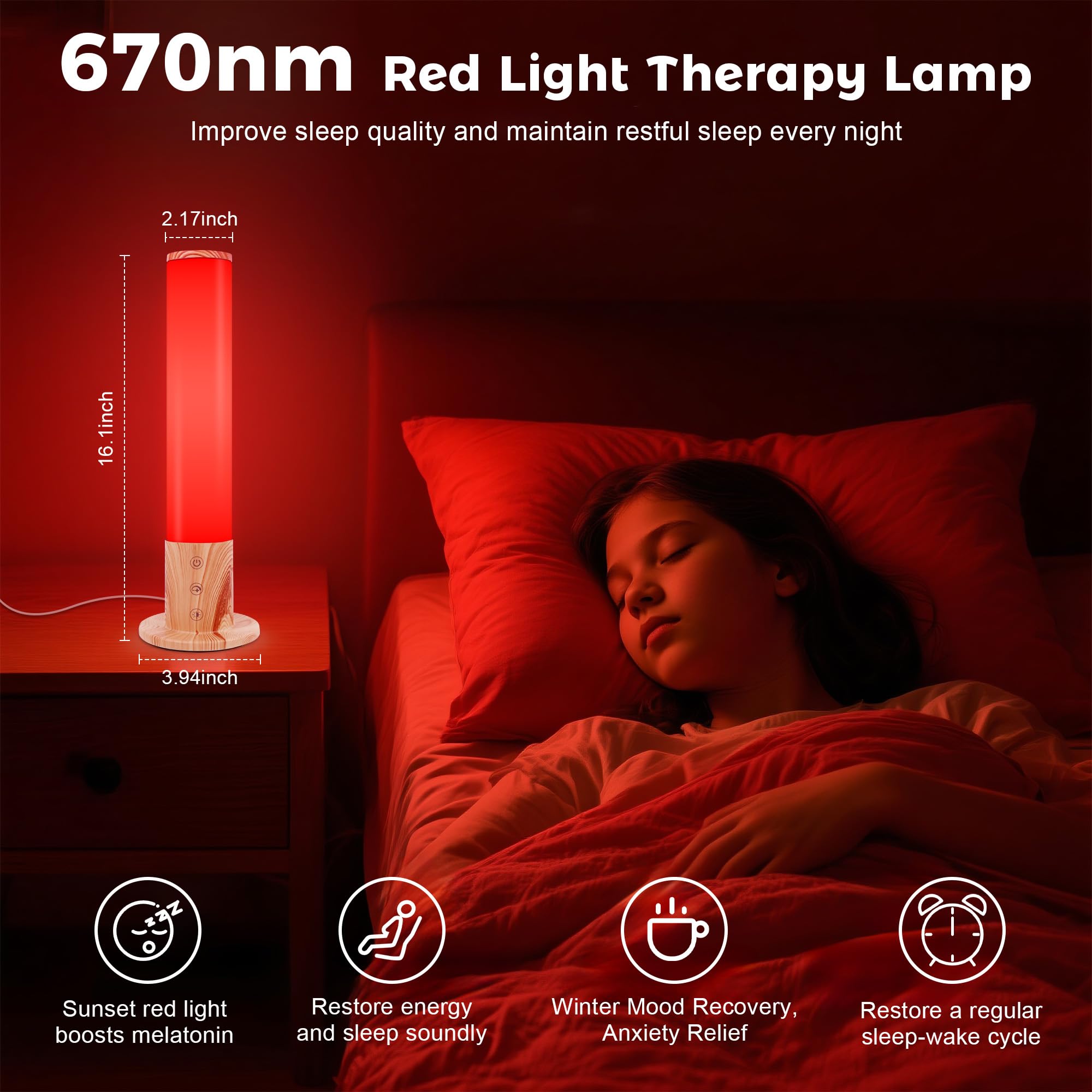 670nm Red Light Therapy & 10,000 Lux Sun Lamp – Dual Mode Happy Light & Sunlight Lamp for Sleep, Relaxation,with Remote Control, Adjustable Timer, Memory Function, and 4 Color Temperatures Sun Lamp