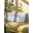thumbnail image 5 of Outdoor Throw Pillow Set of 2, Navy Blue Striped Waterproof Pillow with Insert Included, Modern White Striped Abstract Art Aesthetics Decorative Accent Cushion Lumbar Pillows for Patio, 12 x 20 In, 5 of 8