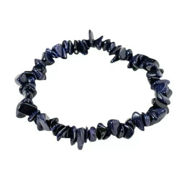 K-KED Natural Healing Quartz Gravel Hand Strings Crystal Gems Stretchy Bracelet Reiki-Blue Sandstone Quartz-10pcs