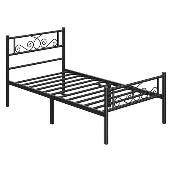 13 inch Black Classic Metal Bed Frame with Headboard Mattress Foundation/Platform Bed/Slatted Bed Base,Twin XL