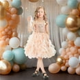 thumbnail image 5 of Kogui Toddler Holiday Dress Girl Dress Girl's Cute Ruffled Layered Party Dresses 2T 4T (Rose Gold,2-4 Years), 5 of 5