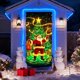 thumbnail image 4 of Cubierta de puerta navideña fluorescente con estampado de Papá Noel y árbol | Pancarta navideña luminosa para decoración de interiores y exteriores | Decoración de puerta de poliéster de 90 x 180 cm, 4 of 5
