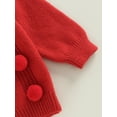 thumbnail image 6 of Franhais Toddler Baby Girls Pom Sweaters, Long Sleeve Round Neck Button Down Knit Cardigan, 6 of 8