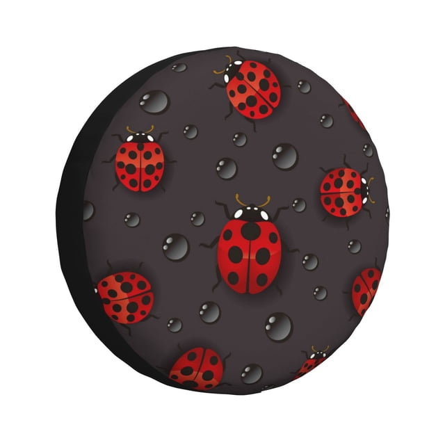 Kdxio Housse de Pneu Imprimé Coccinelles Rouges Imperméable en Cuir, Housse de Pneu de Rechange pour Jeep Wrangler Rv SUV Camion Remorque de Voyage-16 Pouces