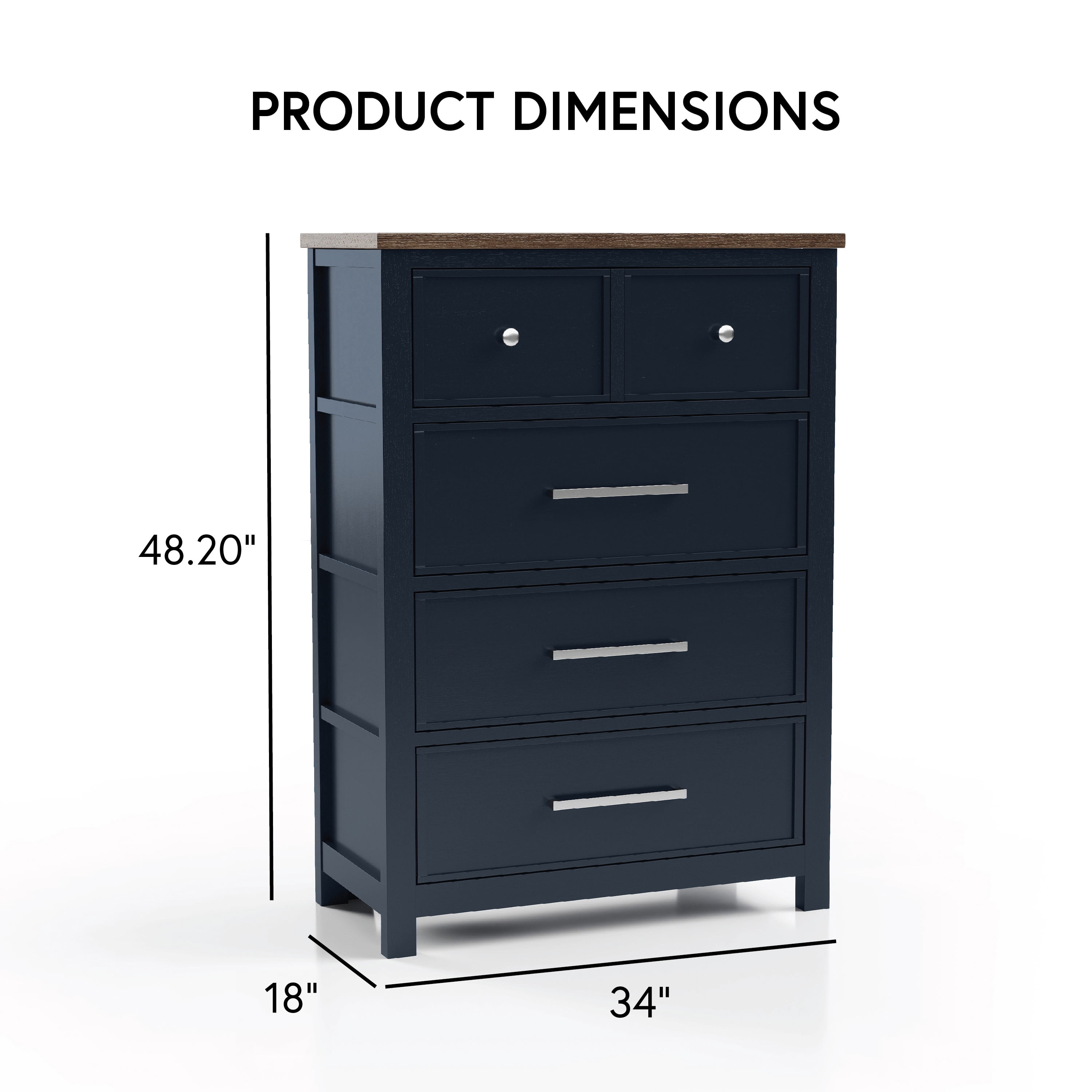 Furniture of America Yvara Modern 4-Drawer Vertical Dresser, Blue
