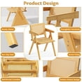 thumbnail image 3 of Rattan Chairs Set of 2, Bamboo Rattan Dining Chairs, Solid Wood Comfy Arm Chairs, Woven Cane Back and Seat Mid Century Modern Chairs, Vintage Decorative Boho Chairs for Kitchen, Bedroom, Living Room, 3 of 9