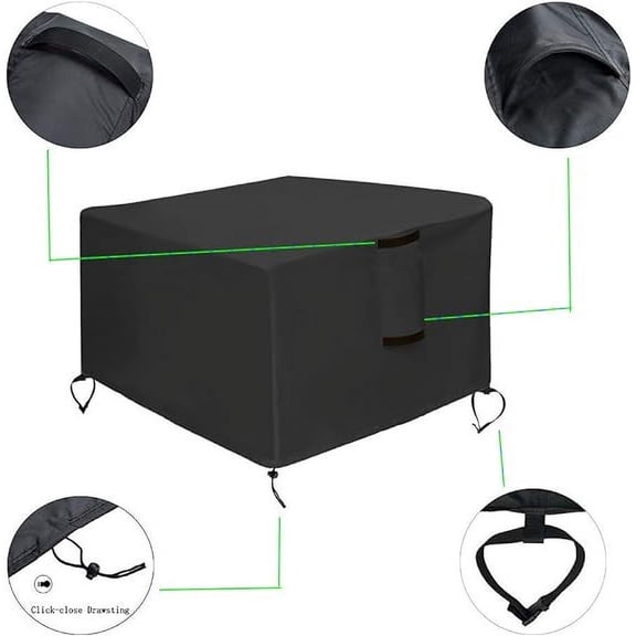 Fire Pits Cover, 420D Outdoor Fireplace Cover for Gas Propane Fire Table, Waterproof & Windproof Fire Tray Cover with Bottom Straps & Vents | High Fire Tray Cover for Patio