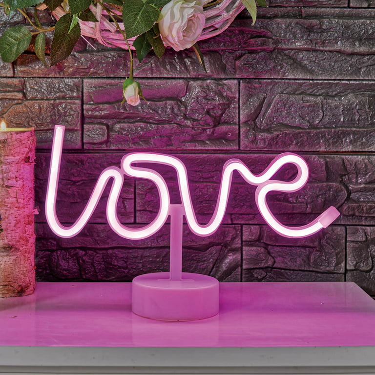 LoveNite Neon Indoor Night Light, Battery Operated Glowing Neon Decorative  Sign LED Light for Room Party Festival Decorations (Rainbow)