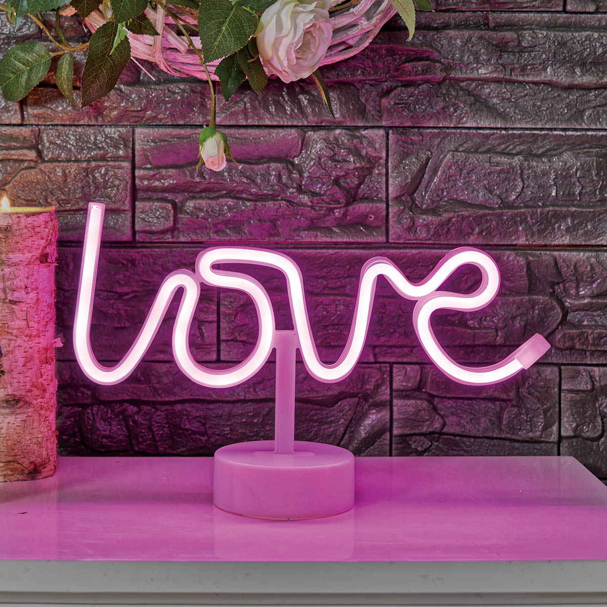 EZ-Illuminations Indoor Battery Operated Pink LED Neon-Style Love Light, with Built-in Timer - image 2 of 8