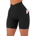 thumbnail image 2 of Gibobby Pantalones De Casuales Para Mujer Pantalones de yoga con rosca y cintura ajustada para mujer, versión de cintura alta, pantalones cortos deportivos con estampado de cr(Negro, S), 2 of 4