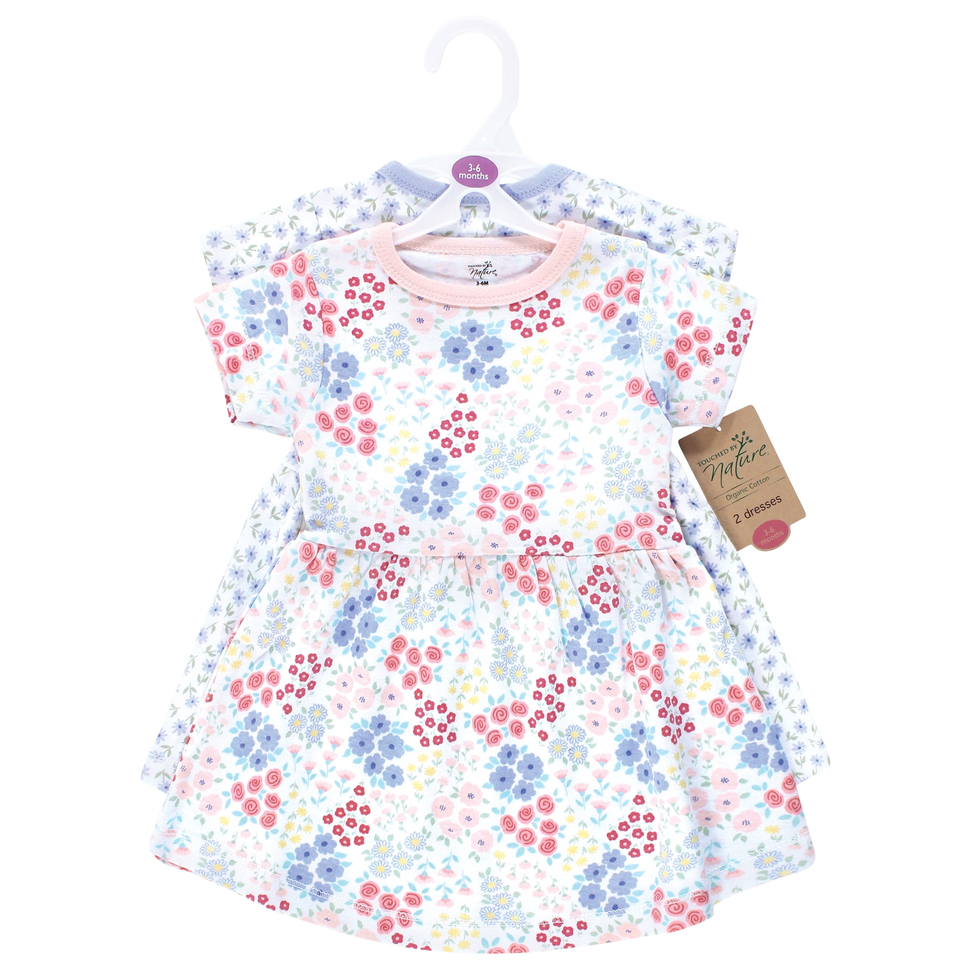 Touched by Nature Girls Organic Cotton Short-Sleeve Dresses, Flower Market, 9-12 Months