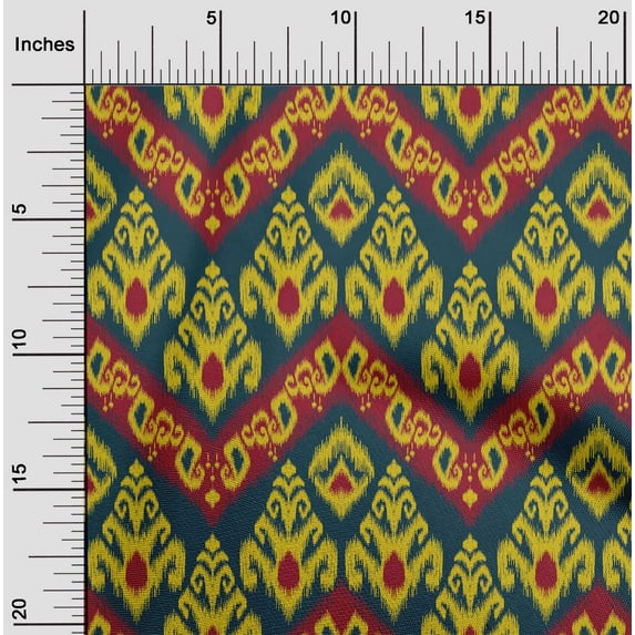 oneOone Silk Tabby Fabric Swirl & Paisley Ikat Print Fabric BTY 42 Inch Wide