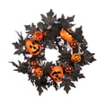 thumbnail image 1 of Corona de Halloween de 16 ", colgante redondo de calabaza con cinta para puerta delantera, corona de calabaza para Festival, , pared del, 1 of 5