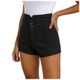 thumbnail image 6 of Yindaity Denim Shorts Women Womens Jean Shorts High Waisted Stretchy Buttoned Denim Shorts(Black,2XL), 6 of 7