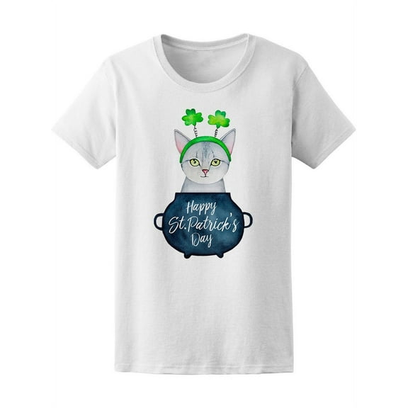 Kitten Happy St Patrick's Day T-Shirt Women -Image by Shutterstock, Female x-Large