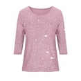 thumbnail image 3 of HXWCHs Women's Casual Loose Fit Round Neck Short Sleeve T-Shirt top with Sparkling Sequins and Bling Design XL Pink, 3 of 4