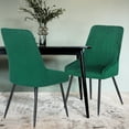 thumbnail image 2 of Homebeez Modern Velvet Upholstered Accent Dining Chair Set of 2 for Dining Room, Vanity Chairs Corner Side Armless Chair, Furniture Sets for Kitchen, Green, 2 of 6