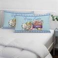 thumbnail image 3 of Easter Pillow Covers, Linen Long Throw Pillow Case, Gnomes Colorful Dots Eggs Truck Flowers Blue Plaid Holiday Pillow Protector Decorative Cushion Cover for Living Room/Bedroom 20" x 30", 3 of 8