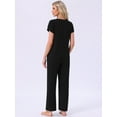 thumbnail image 4 of DARING DIVA Pajamas V Neck Top Drawstring Pants Sleepwear Lounge Sets S Black, 4 of 7