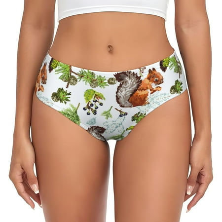 Naloa Mosaic Forest Squirrel Womens No Show Cotton Underwear Mid-High Waisted Soft Ladies Panties Strech Breathable Briefs -3X-Large