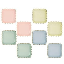 Masteelf 8pcs 7 Inches Disposable Party Cake Plates Party Solid Color Paper Dishes Gold Stamping Tableware for Birthday Party Carnival(4 Color, 2pcs for Each Color)