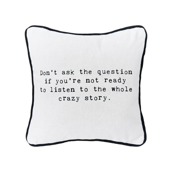 Crazy Story Typewriter Font Mini Accent Pillow, 10" x 10", All Seasons