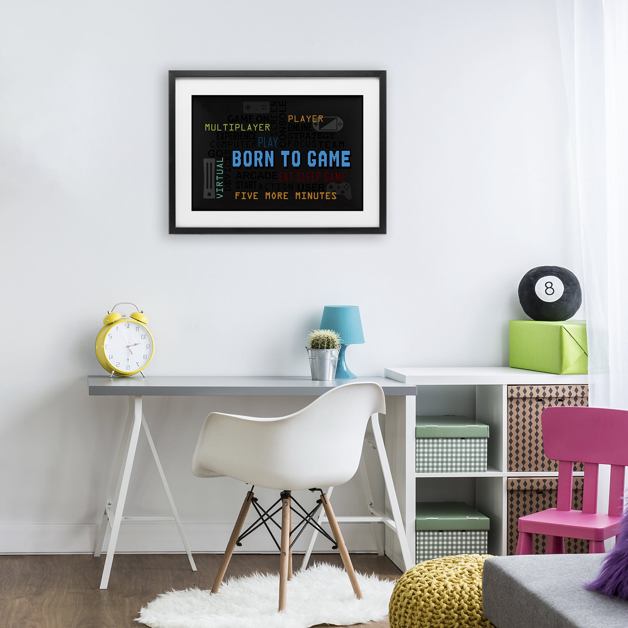 Stupell Industries Born To Game Arcade Black Framed Print Under Glass, design by Kim Allen
