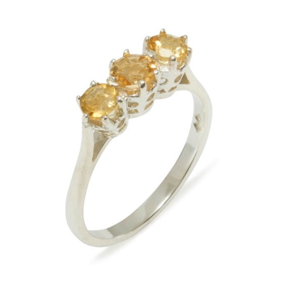 LBG 925 Sterling Silver Natural Citrine Womens Anniversary Ring - Size 10