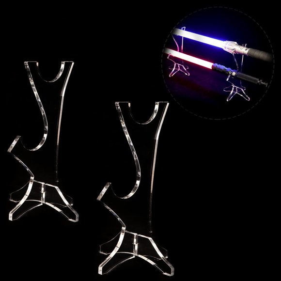 WANLIAN Lightsaber Display Stand Acrylic for Lightsabers Collectors Sturdy Stand Light saber Holder Mount Holds Two Lightsabers(Clear)