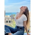 thumbnail image 6 of Zeagoo Women's Deep V Neck T-Shirt Summer Short Sleeve Slim Fitted Stretchy Basic Casual Tops, 6 of 6