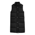 thumbnail image 4 of ZHYou Long Puffer Vest for Women Quilted Hooded Vest Padded Sleeveless Coat Jackets with Pockets,Black,Size:M, 4 of 7