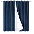 thumbnail image 3 of 2 Piece panel room darkening thermal foam lined blackout heavy thick wIndow curtain top grommets navy blue 84" inch length for bedroom, 3 of 6
