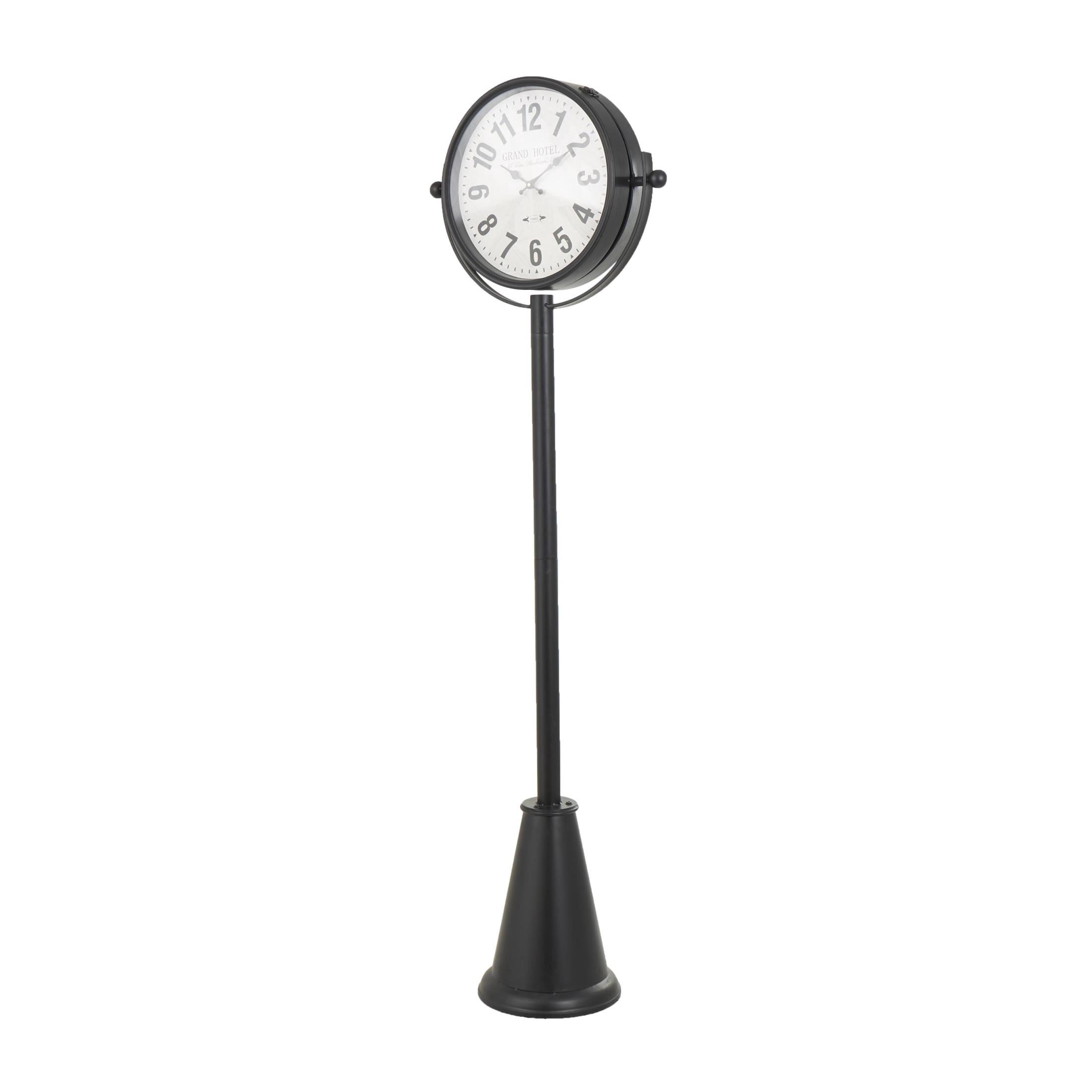 DecMode 72" Black Metal Double Sided Clock with Cone Shaped Base