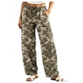 thumbnail image 2 of BaoFuBaoMei Camo Cargo Pants for Women Plus Size Wide Leg Drawstring High Waisted Trousers with Pockets Bottoms Hiking Streetwear, 2 of 7