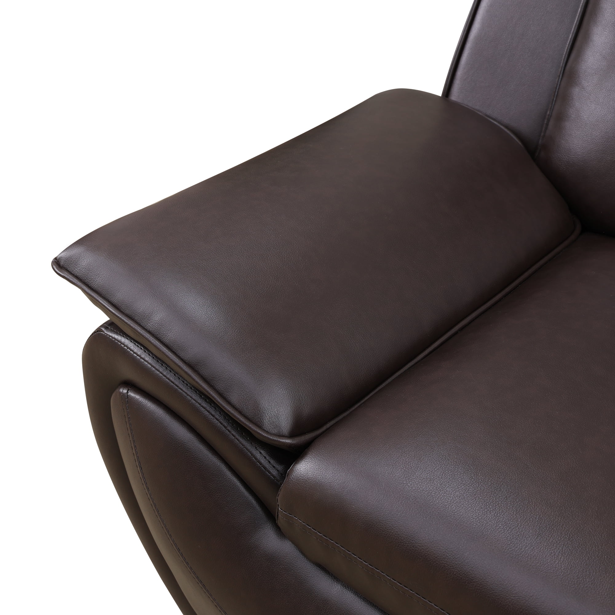 BSHTI 46” Faux Leather Small Recliner Chair Single Sofa Couch with Backrest , Sponge Cushion, Solid Wood Frame for Living Room/Bedroom/Office(Brown)