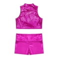 thumbnail image 4 of Kaerm Kids Hip Hop Dance Outfit Girls Sparkly Tank Sleeveless Crop Top and Gymnastics Shorts Ballet Rose Red 6, 4 of 5