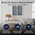 thumbnail image 4 of American Art Decor Seashell Shadowbox Set - 2-pc Natural Oyster Shell Wall Art, Champagne Frame on Blue Linen - Coastal Wall Decor for Living Room, Bedroom, Bathroom, Office, 4 of 9