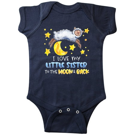 

Inktastic I Love my Little Sister to the Moon and Back Cute Sheep Gift Baby Boy or Baby Girl Bodysuit